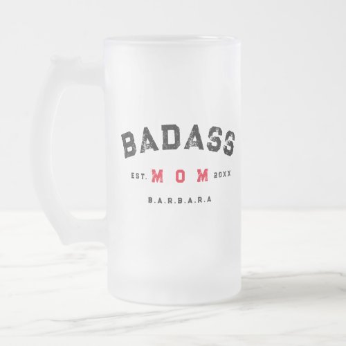 Modern BADASS MOM Single Strong Mom Frosted Glass Beer Mug