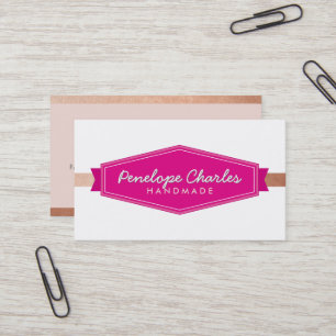 MODERN BADGE LOGO vintage monogram pink rose gold Business Card