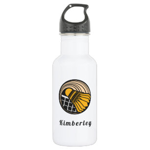 Modern Badminton Birdie Design Player's Name Sport Stainless Steel Water Bottle