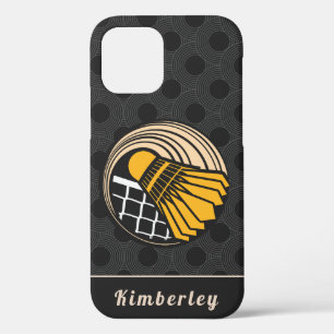 Modern Badminton Theme Player Coach Name Dotted iPhone 12 Case