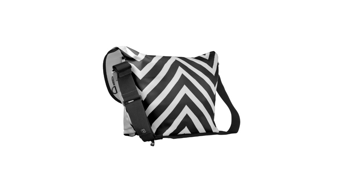 Modern bag with black and white chevron pattern | Zazzle