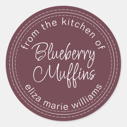 Modern Baked Goods Blueberry Muffins Burgundy Classic Round Sticker
