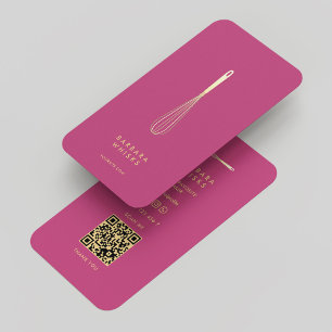 Modern Baker Elegant Pink Gold Whisk Pastry  Business Card