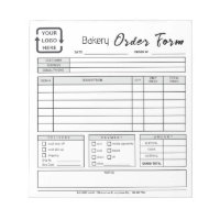 Modern Bakery Cafe Gray Order Form Notepad