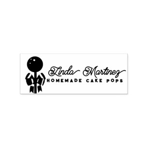 Modern Bakery Cake Pop Baker Homemade Script Logo Rubber Stamp