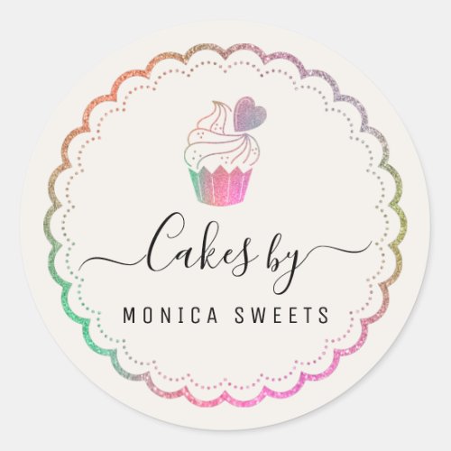 Modern bakery cakery business classic round sticker