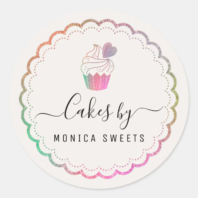 Modern bakery cakery business classic round sticker | Zazzle