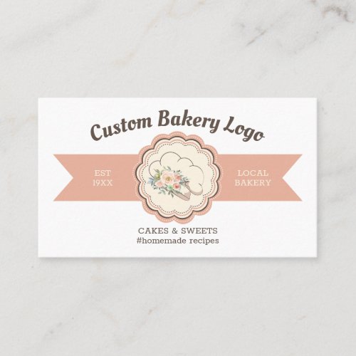 Modern Bakery Cap Pastry Chef Logo Design Business Card