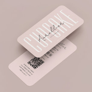 Modern Bakery Caterer Cupcake Pink Script Business Card