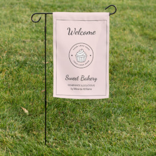 Modern Bakery Custom Logo Pink Welcome Garden Flag