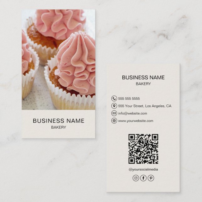 Modern Bakery Custom Photo Business Card (Front/Back)