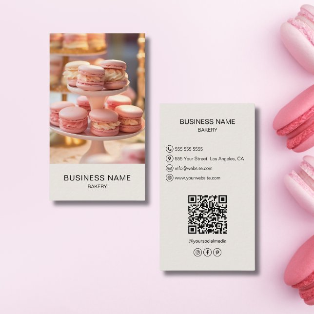 Modern Bakery Custom Photo QR Code Business Card (Modern Bakery Custom Photo QR Code Business Card)