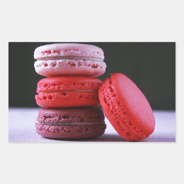 Modern Bakery Pink French Macaron Rectangular Sticker (Front)