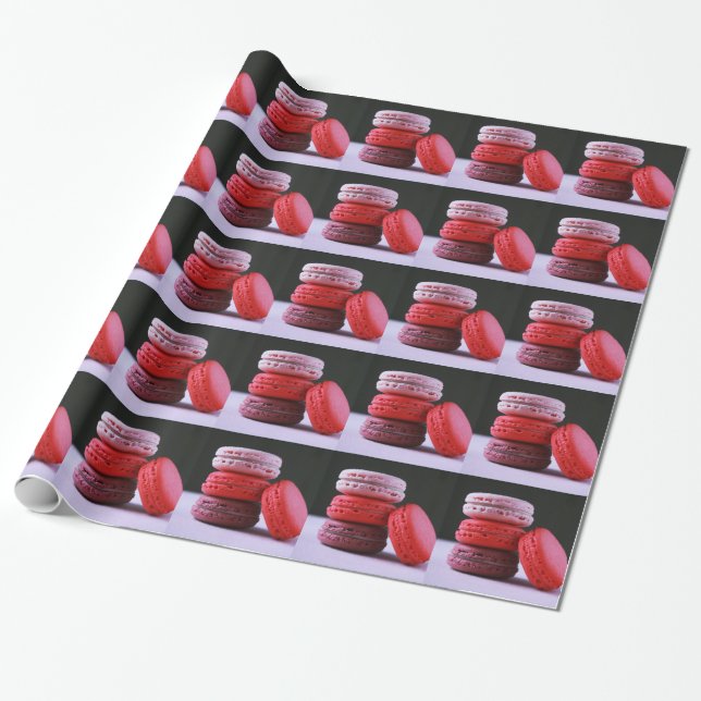 Modern Bakery Pink French Macaron Wrapping Paper (Unrolled)