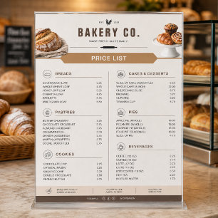 Modern Bakery Price List Coffee Shop Flat Menu