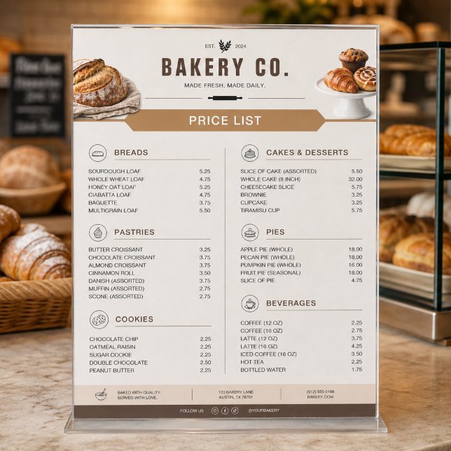 Modern Bakery Price List Coffee Shop Flat Menu (Modern Bakery Price List Coffee Shop Flat Menu)