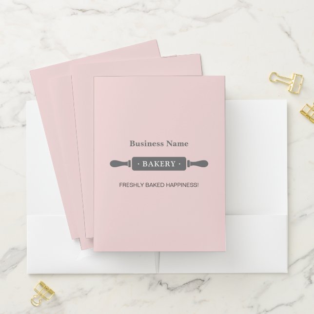 Modern Bakery Rolling Pin Pink Pocket Folder (In Situ)