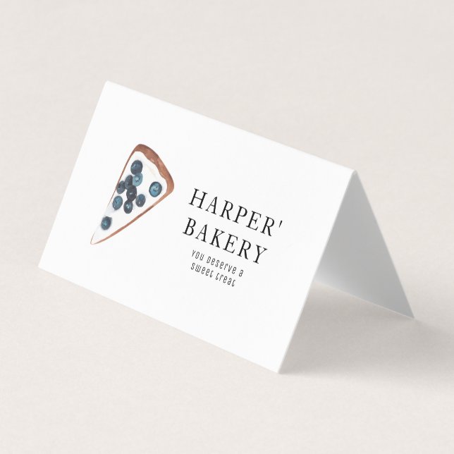 Modern Bakery Tent Business Card | Blueberry Logo (Front)
