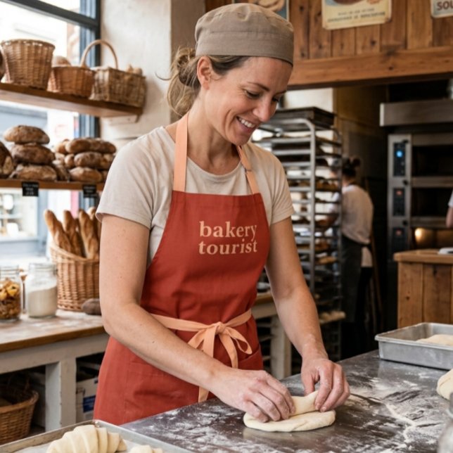 Modern Bakery Tourist | Dark Orange Apron (Bakery tourist apron)