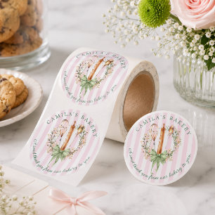 Modern Bakery Utensils Bow Thank you Classic Round Sticker