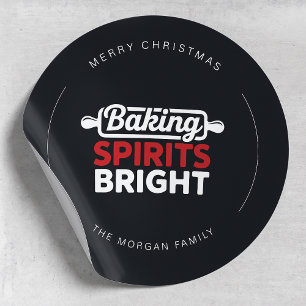 Modern Baking Spirits Bright Christmas Classic Round Sticker