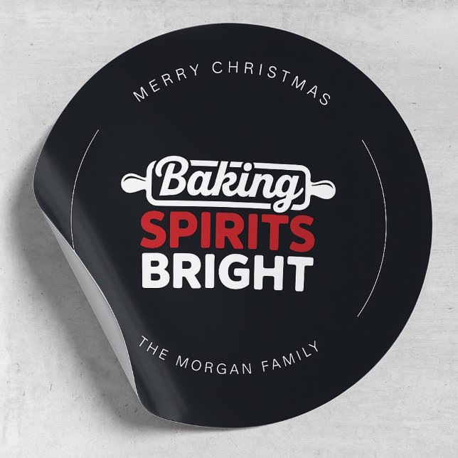 Modern Baking Spirits Bright Christmas Classic Round Sticker (Creator Uploaded)