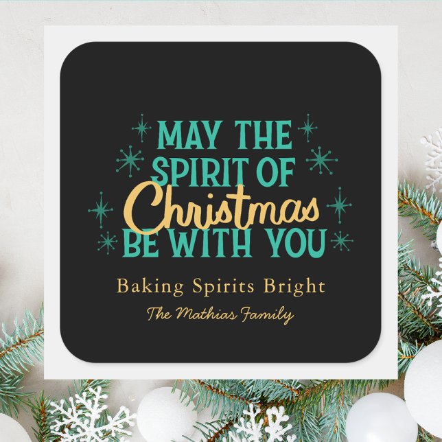 Modern Baking Spirits Bright Colorful Christmas Square Sticker (Creator Uploaded)