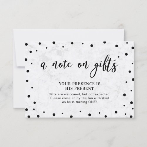 Modern Balck Confetti  Marble Insert Card