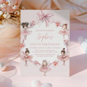 Modern Ballerina Ballet Dancer Girl Birthday Invitation