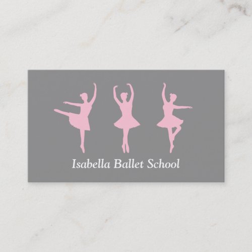 Modern Ballerina Ballet Studio Instructor Grey Business Card