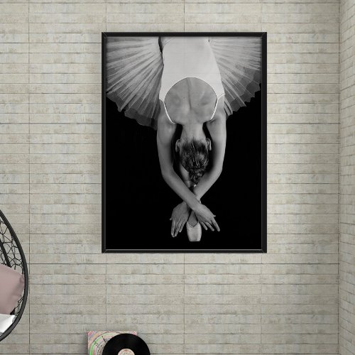 Modern Ballerina Black and White Photo Art Poster