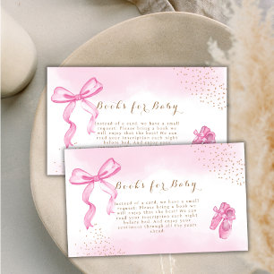 Modern Ballerina Shoes Bow Books For Baby Shower Enclosure Card