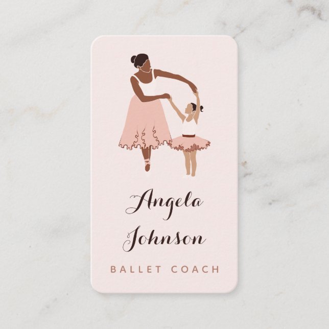 Modern Ballet Coach Ballerina Illustration Cute  Business Card (Front)