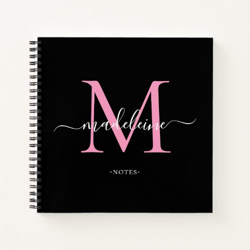 Modern Ballet Slipper Pink Monogram Script Name   Notebook