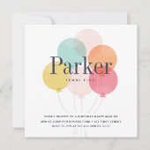 Modern ballon bunch birthday party invitation (Front)