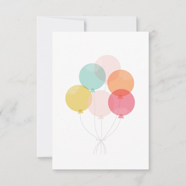 Modern ballon bunch birthday party invitation (Front)
