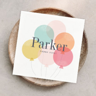 Modern ballon bunch birthday party napkins