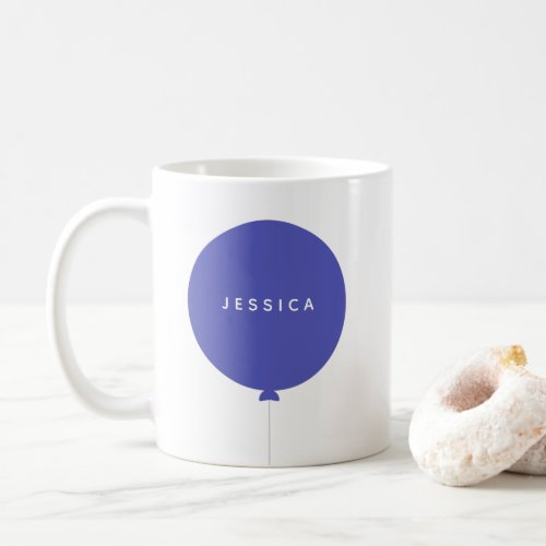 Modern Balloon  Blue Fun Stylish Minimalist Name Coffee Mug