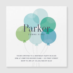 Modern balloon boys birthday party invitation
