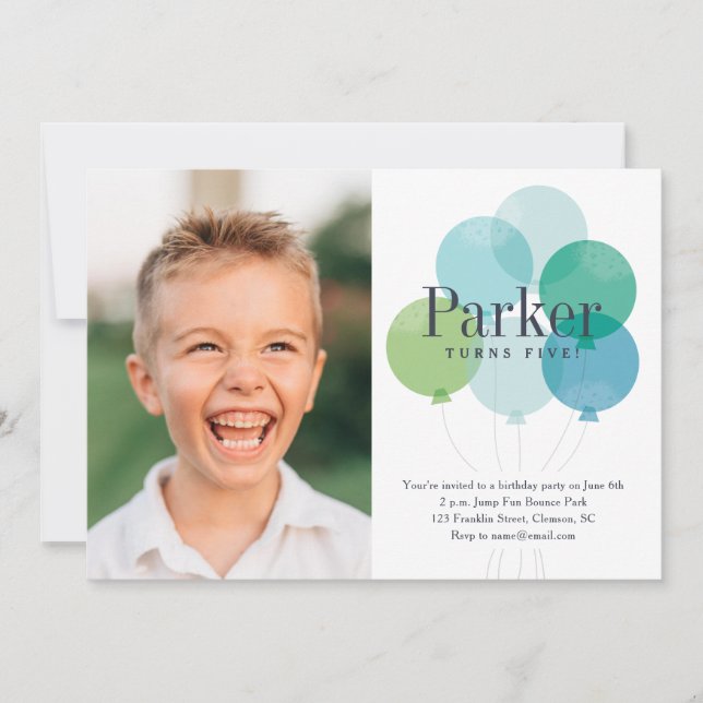 Modern Balloon Bunch Kids Birthday Party Invitation (Front)