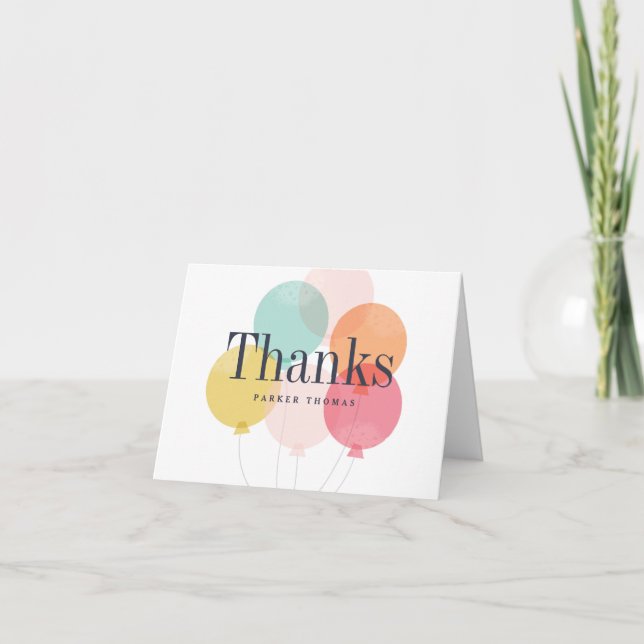 Modern balloon bunch thank you card (Front)