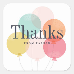 Modern balloon bunch thank you square sticker