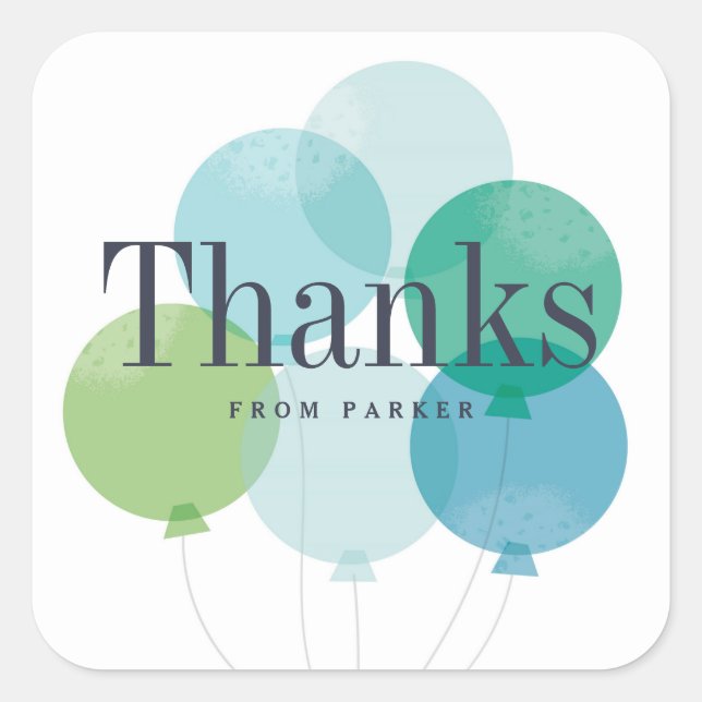 Modern balloon bunch thank you sticker (Front)