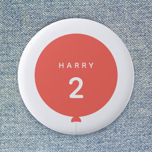 Modern Balloon   Coral Pink Birthday Party Age Button
