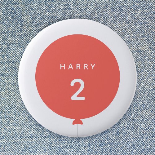 Modern Balloon  Coral Pink Birthday Party Age Button