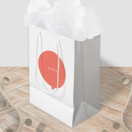 Modern Balloon | Coral Pink Cute Girly Girl Name Medium Gift Bag