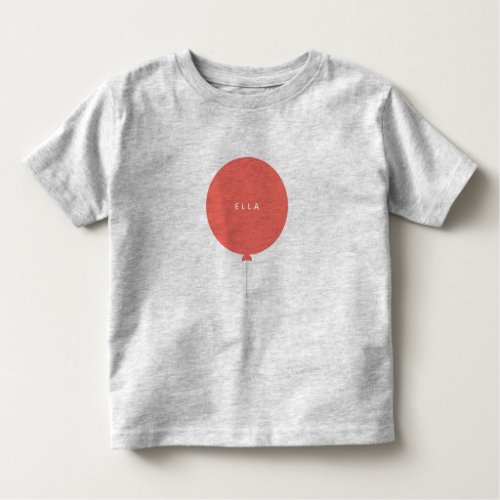 Modern Balloon  Coral Pink Cute Girly Kids Name Toddler T_shirt