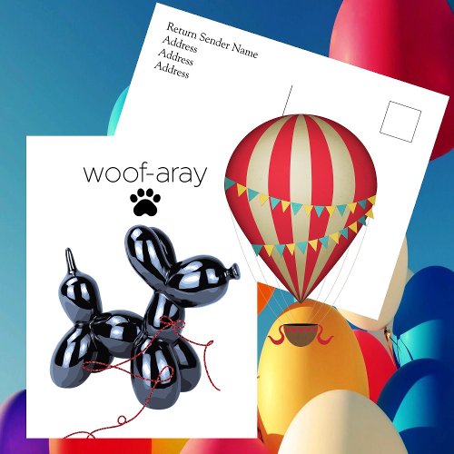 Modern  Balloon Doggy Birthday Postcard