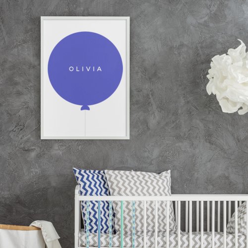 Modern Balloon  Name Blue Toddler Kids Fun Boy Poster