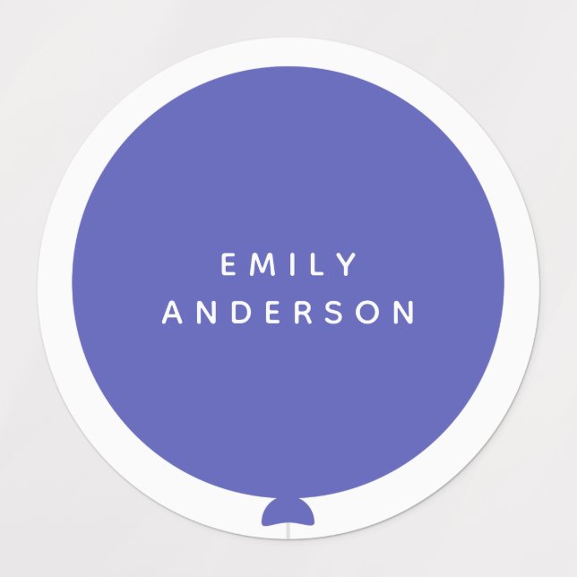 Modern Balloon | Name Nursery School Child Blue Labels (Design 1)